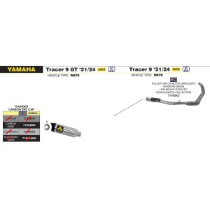 IMPIANTO DI SCARICO COMPLETO ARROW THUNDER YAMAHA TRACER 9 2021-2022, CARBONIO, CATALIZZATO