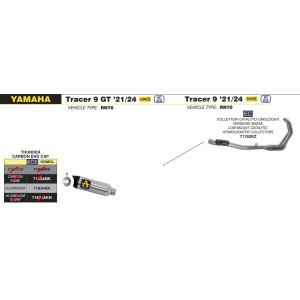 IMPIANTO DI SCARICO COMPLETO ARROW THUNDER YAMAHA TRACER 9 2023-2024, ALLUMINIO/CARBONIO, CATALIZZATO