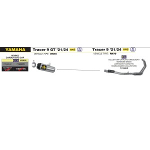 IMPIANTO DI SCARICO COMPLETO ARROW WORKS YAMAHA TRACER 9 2023-2024, TITANIO/CARBONIO, CATALIZZATO