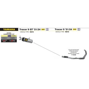IMPIANTO DI SCARICO COMPLETO ARROW WORKS YAMAHA TRACER 9 2023-2024, TITANIO/CARBONIO, DEKAT
