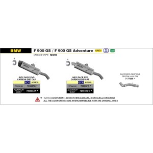 TERMINALE ARROW INDY RACE EVO BMW F 900 GS ADVENTURE 2024 (EURO 5+), TITANIO/ACCIAIO, OMOLOGATO