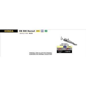 TERMINALE ARROW PRO-RACE HONDA HORNET 500 2024 (EURO 5+), ACCIAIO DARK, OMOLOGATO
