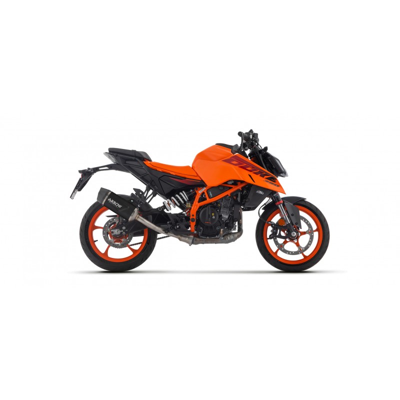 TERMINALE ARROW INDY RACE EVO KTM 390 DUKE 2024, ALLUMINIO DARK/CARBONIO, OMOLOGATO