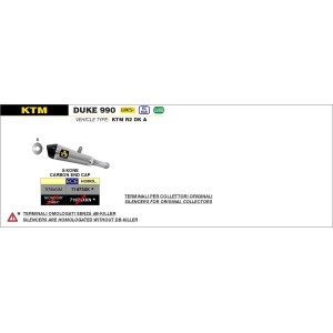 TERMINALE ARROW X-KONE KTM 990 DUKE 2024-2025, TITANIO/CARBONIO, OMOLOGATO