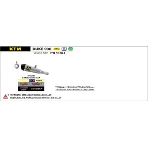 TERMINALE ARROW X-KONE KTM 990 DUKE 2024-2025 (EURO 5+), ACCIAIO DARK/CARBONIO, OMOLOGATO