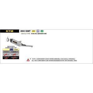 ARROW RACE-TECH EXHAUST KTM 890 SMT 2023, TITANIUM/CARBON, APPROVED