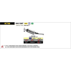 TERMINALE DI SCARICO ARROW SONORA KTM 890 SMT 2024 (EURO 5+), TITANIO DARK/CARBONIO, OMOLOGATO