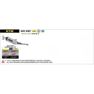 TERMINALE ARROW RACE-TECH KTM 890 SMT 2024 (EURO 5+), ALLUMINIO DARK/CARBONIO, OMOLOGATO