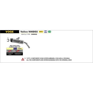 TERMINALE ARROW INDY RACE EVO VOGE VALICO 900 DSX 2024-2025 (EURO 5+), ALLUMINIO DARK/CARBONIO, OMOLOGATO