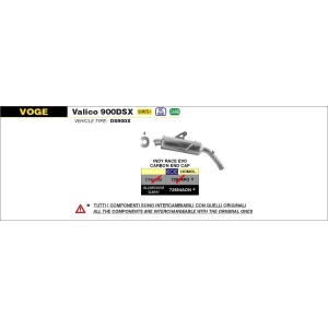 TERMINALE ARROW INDY RACE EVO VOGE VALICO 900 DSX 2024-2025 (EURO 5+), ALLUMINIO DARK/ACCIAIO, OMOLOGATO