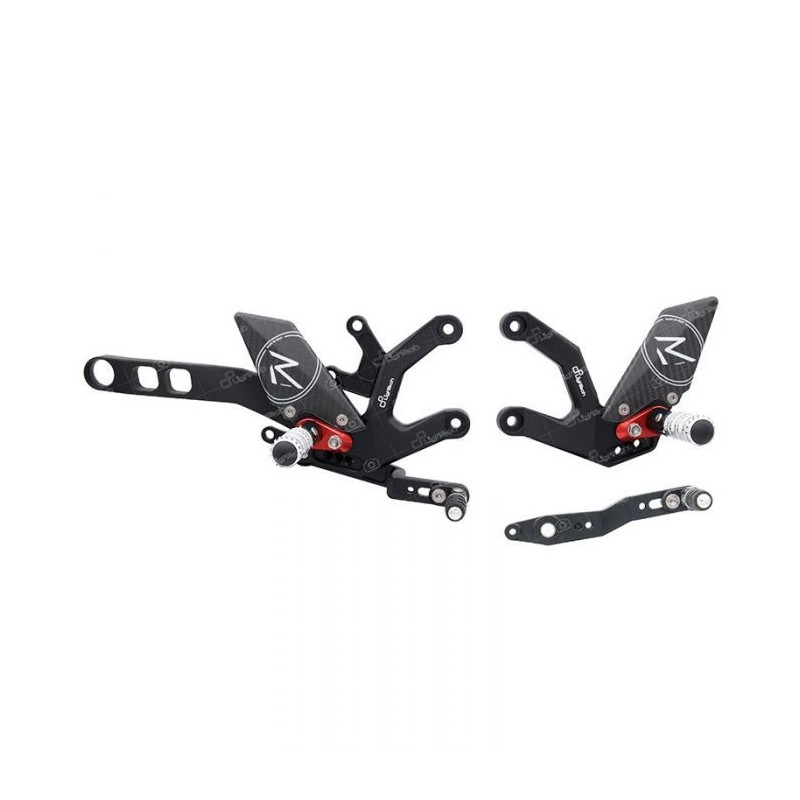 JUEGOS TRASEROS REGULABLES LIGHTECH R-VERSION CON ESTRIBERAS ARTICULADOS YAMAHA MT-09 2024 (NORMAL/INVERTIDA)