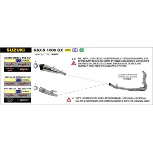 TERMINALE DI SCARICO ARROW PRO-RACE SUZUKI GSX-S 1000 GX 2024 (EURO 5+), ACCIAIO DARK, OMOLOGATO