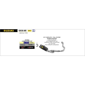 ARROW WORKS FULL EXHAUST SYSTEM SUZUKI GSX-8R 2024-2025 (EURO 5+), TITANIUM/CARBON, CATALYTIC