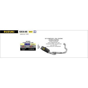 IMPIANTO DI SCARICO COMPLETO ARROW WORKS SUZUKI GSX-8R 2024-2025 (EURO 5+), ACCIAIO DARK/CARBONIO, CATALIZZATO
