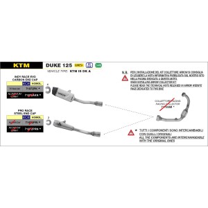 TERMINALE ARROW INDY RACE EVO KTM DUKE 125 2024-2025 (EURO 5+), TITANIO/CARBONIO, OMOLOGATO