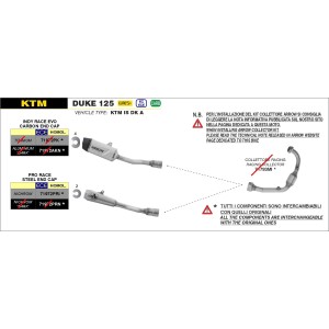 TERMINALE DI SCARICO ARROW PRO-RACE KTM DUKE 125 2024-2025 (EURO 5+), ACCIAIO, OMOLOGATO