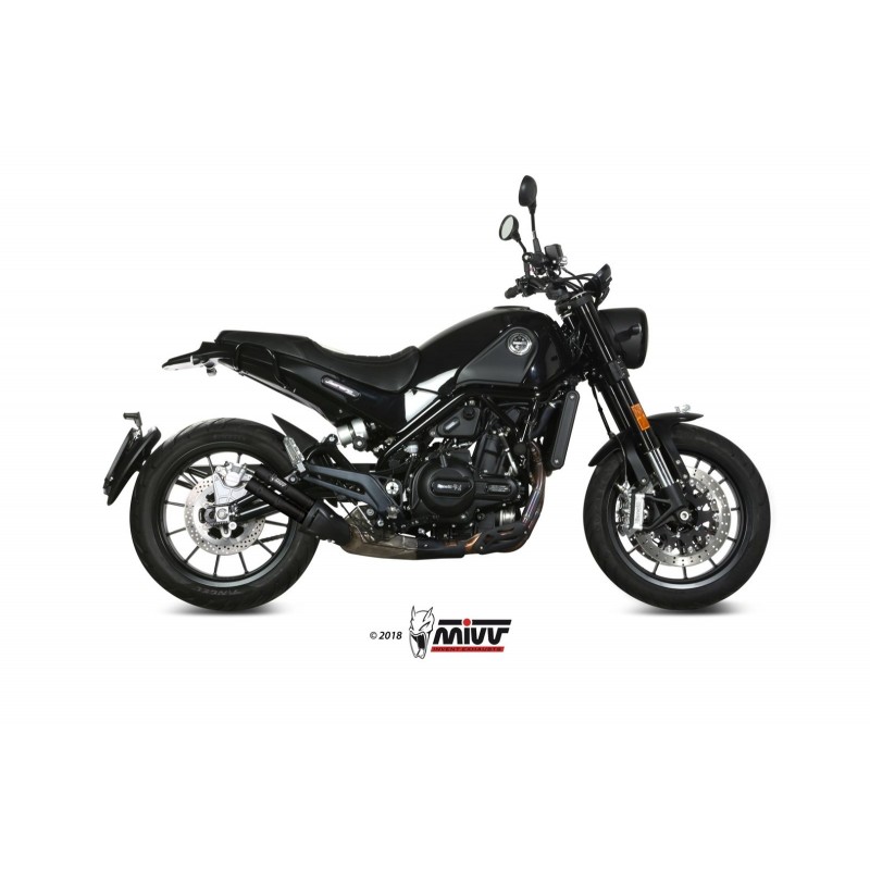TERMINALE MIVV DOUBLE GUN BENELLI LEONCINO 500 2018-2020, OMOLOGATO BLACK