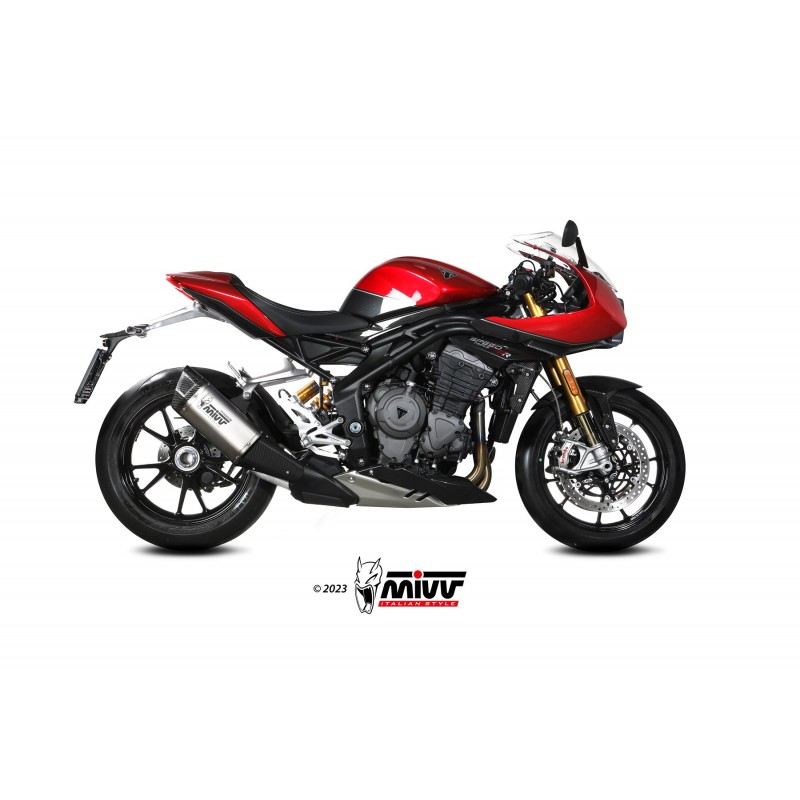 TERMINALE MIVV SR-1 TRIUMPH SPEED TRIPLE 1200 RS 2021-2024, OMOLOGATO TITANIO/CARBONIO