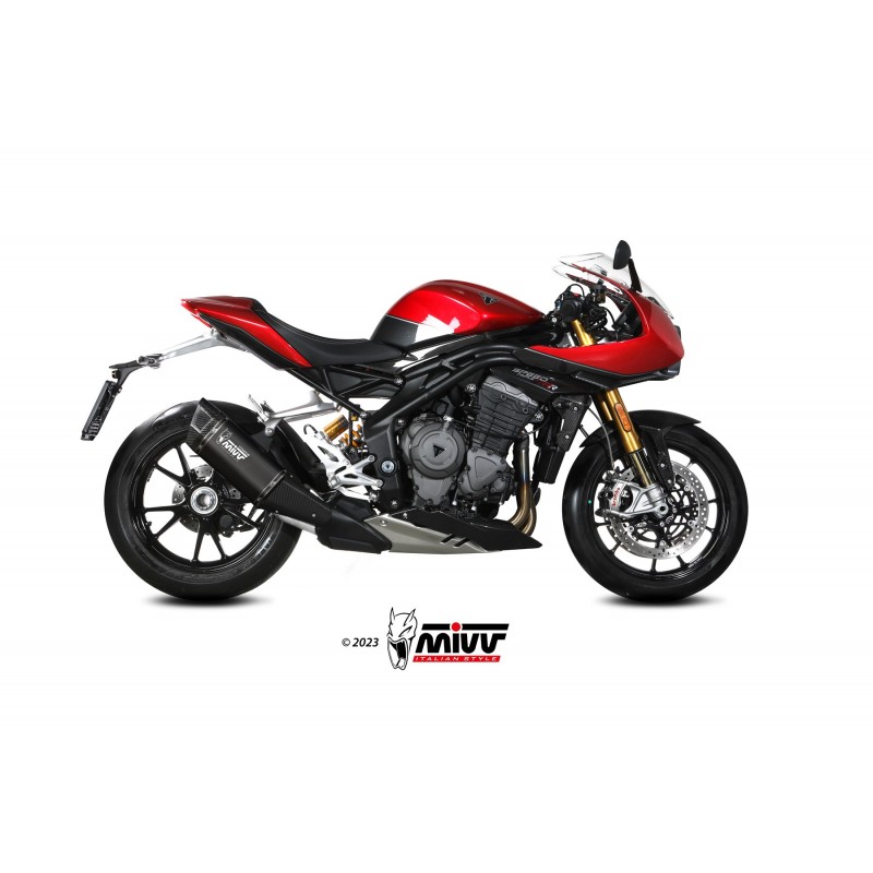 TERMINALE MIVV SR-1 TRIUMPH SPEED TRIPLE 1200 RR 2021-2024, OMOLOGATO TITANIO BLACK/CARBONIO