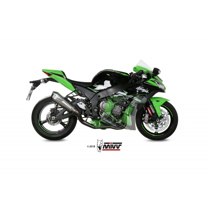 IMPIANTO DI SCARICO COMPLETO MIVV DELTA RACE KAWASAKI ZX-10R 2016-2020, ACCIAIO/CARBONIO