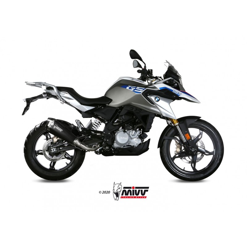IMPIANTO DI SCARICO COMPLETO MIVV DELTA RACE BMW G 310 GS 2021-2024, DEKAT BLACK/CARBONIO