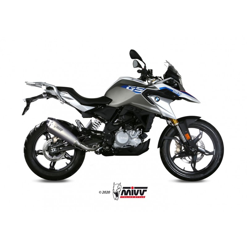 IMPIANTO DI SCARICO COMPLETO MIVV DELTA RACE BMW G 310 GS 2021-2024, DEKAT ACCIAIO/CARBONIO