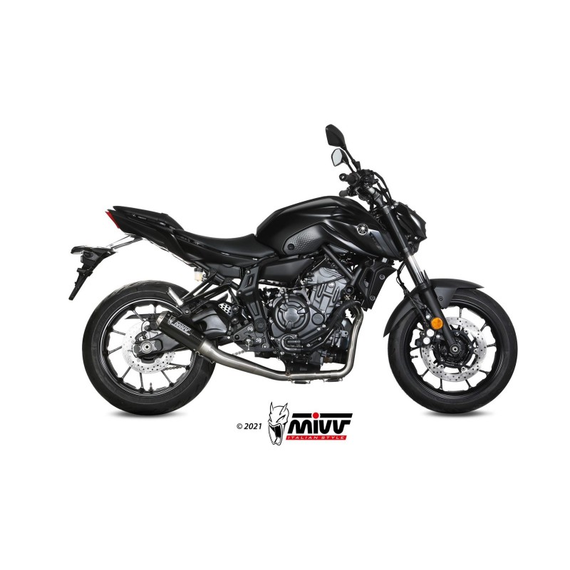 MIVV MK3 COMPLETE EXHAUST SYSTEM YAMAHA MT-07 2021-2024, CARBON HIGH MOUNT