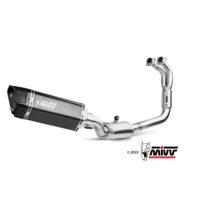 COMPLETE EXHAUST SYSTEM MIVV SR-1 YAMAHA R7 2021-2024 , BLACK TITANIUM-CARBON