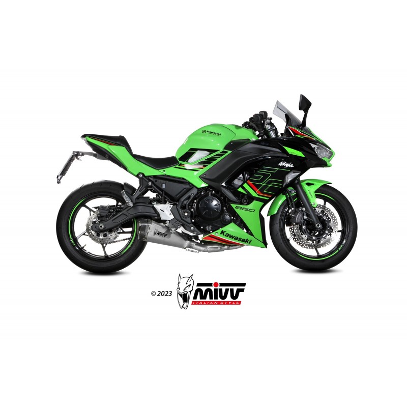 IMPIANTO DI SCARICO COMPLETO MIVV DELTA RACE KAWASAKI NINJA 650 2024-2025 (EURO 5+), ACCIAIO/CARBONIO
