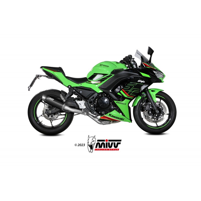 MIVV GP PRO COMPLETE EXHAUST SYSTEM KAWASAKI Z 650 2024 (EURO 5+), BLACK HIGH MOUNT