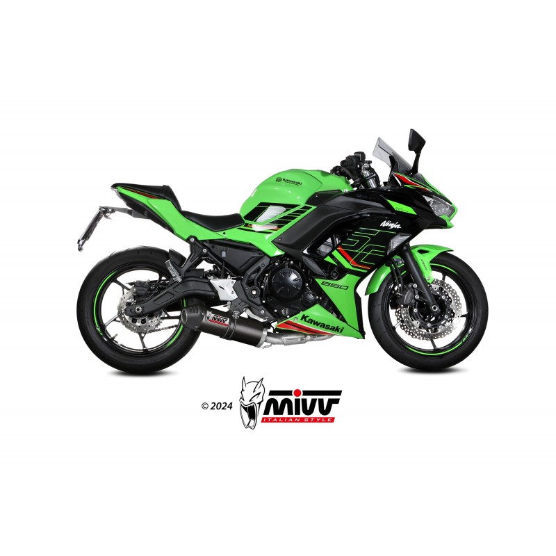 IMPIANTO DI SCARICO COMPLETO MIVV OVAL KAWASAKI NINJA 650 2024-2025 (EURO 5+), CARBONIO