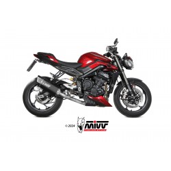 COMPLETE EXHAUST SYSTEM MIVV SR-1 TRIUMPH STREET TRIPLE 765 R 2023-2024, DEKAT BLACK TITANIUM-CARBON HIGH PASS