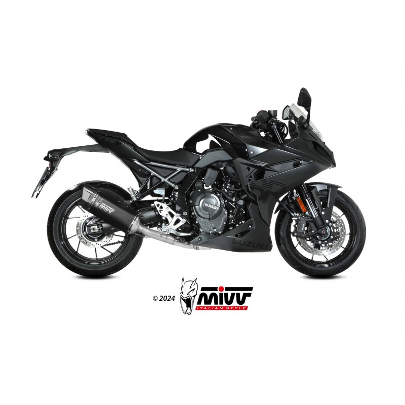 IMPIANTO DI SCARICO COMPLETO MIVV SR-1 SUZUKI GSX-8S 2023-2024, BLACK/CARBONIO PASSAGGIO ALTO