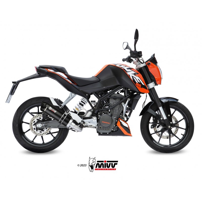 IMPIANTO DI SCARICO COMPLETO MIVV GP KTM DUKE 125 2011-2016, DEKAT BLACK/CARBONIO