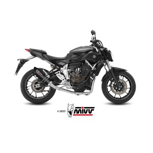 IMPIANTO DI SCARICO COMPLETO MIVV GP YAMAHA MT-07 2021-2024, DEKAT BLACK/CARBONIO PASSAGGIO ALTO