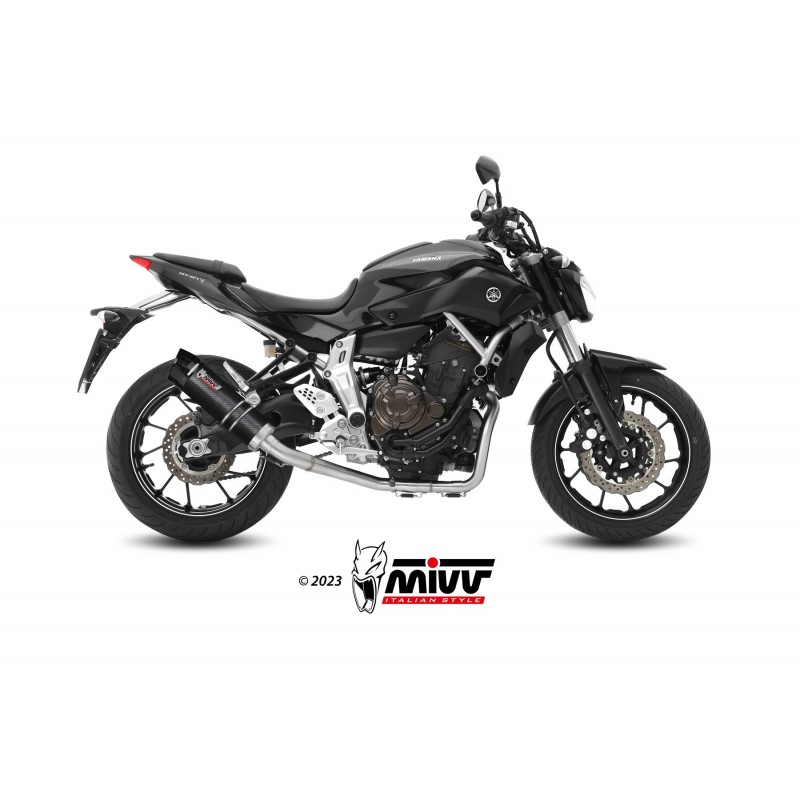 MIVV GP COMPLETE EXHAUST SYSTEM YAMAHA MT-07 2021-2024, DEKAT BLACK/CARBON HIGH MOUNT