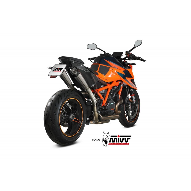 COPPIA TERMINALI MIVV X-M5 KTM 1290 SUPER DUKE R 2021-2024, OMOLOGATO TITANIO/CARBONIO