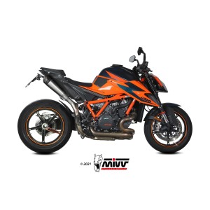 COPPIA TERMINALI MIVV X-M5 KTM 1290 SUPER DUKE R EVO 2022-2024, OMOLOGATO TITANIO/CARBONIO