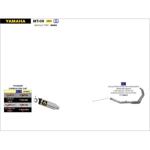 IMPIANTO DI SCARICO COMPLETO ARROW THUNDER YAMAHA MT-09 2023, CARBONIO, CATALIZZATO