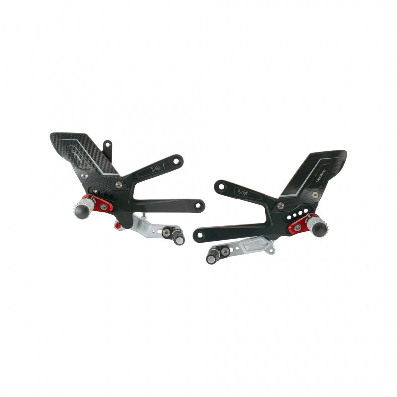 JUEGOS TRASEROS REGULABLES ESTRIBERAS ARTICULADAS LIGHTECH R-VERSION DUCATI PANIGALE V4 2025 (NORMAL/INVERTIDA)