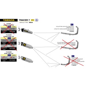 IMPIANTO DI SCARICO COMPLETO ALTO ARROW THUNDER YAMAHA TRACER 7 2023-2024, ALLUMINIO DARK/ACCIAIO, CATALIZZATO