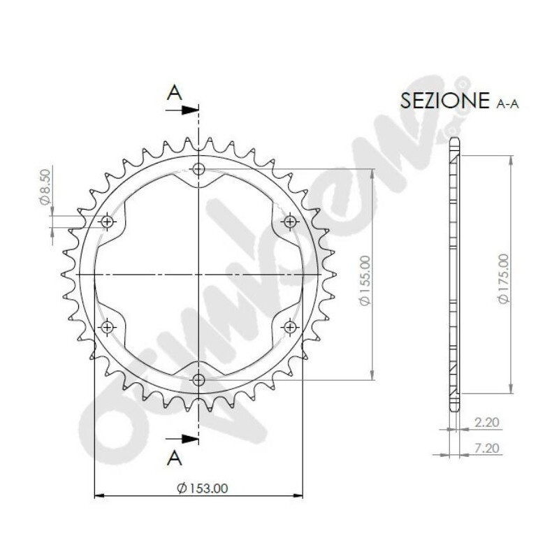 CORONA IN ACCIAIO PER CATENA 525 KTM 1290 SUPER DUKE GT 2021-2024