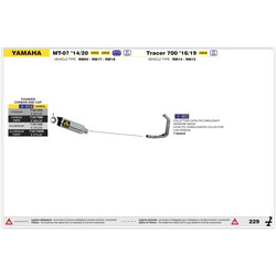 LOW ARROW THUNDER FULL EXHAUST SYSTEM YAMAHA MT-07 2014-2017, DARK ALUMINUM/CARBON, CATALYTIC