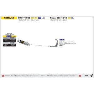 IMPIANTO DI SCARICO COMPLETO BASSO ARROW THUNDER YAMAHA TRACER 7 GT 2021-2022, ALLUMINIO DARK/CARBONIO, CATALIZZATO