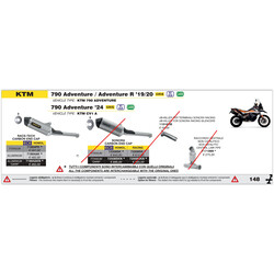 ARROW RACE-TECH EXHAUST KTM 790 ADVENTURE R 2019-2020, ALUMINUM/CARBON, APPROVED