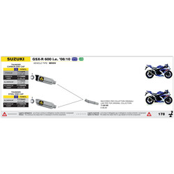 ARROW THUNDER EXHAUST SUZUKI GSX-R 600 2008-2010, DARK ALUMINUM/STEEL, APPROVED