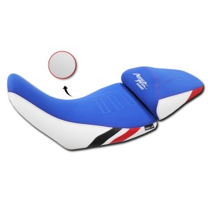 SELLA PILOTA ISOTTA COMFORT RIBASSATA HONDA AFRICA TWIN 1100 ADVENTURE SPORTS 2022-2023, BLU E BIANCA CON DETTAGLI ROSSI E NERI