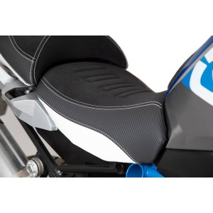 SELLA PILOTA ISOTTA RIBASSATA -2 cm BMW R 1250 GS 2021-2024, BIANCA/ROSSA/BLU