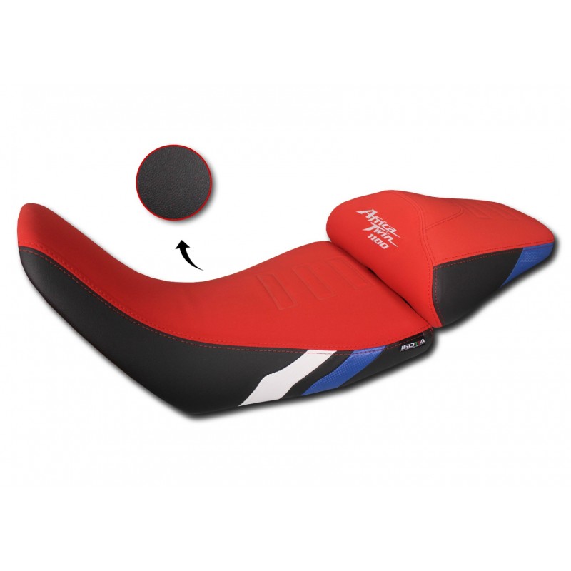 ISOTTA COMFORT PASSENGER SEAT HONDA AFRICA TWIN 1100 ADVENTURE SPORTS 2022-2023, RED AND BLACK WITH DETAILS BLUE AND WHITE
