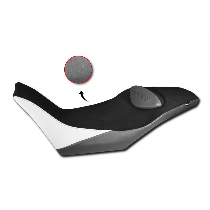 RIVESTIMENTO SELLA ISOTTA COMFORT MOTO GUZZI V85 TT 2021-2023, NERO CON PARTICOLARI GRIGI E BIANCHI